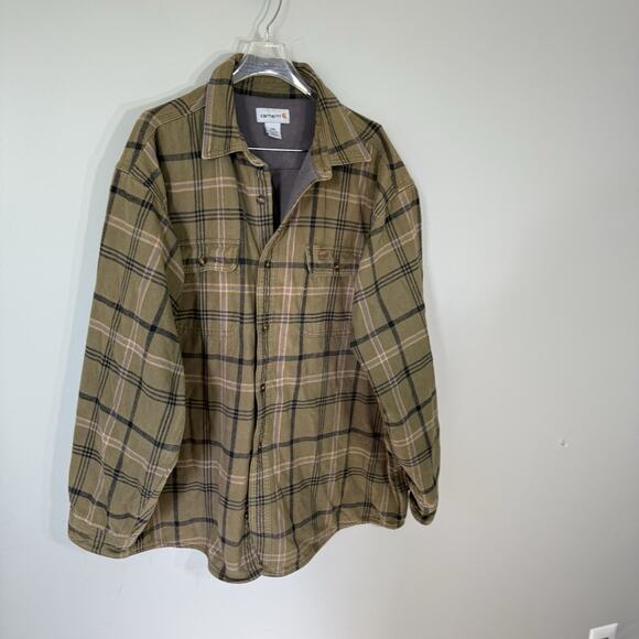 Carhartt Heavyweight Flannel Shirt Jacket Mens 2XL Thermal Lined Workwear Plaid - Picture 1 of 6